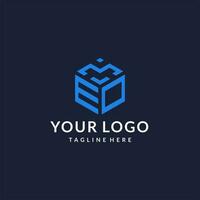 EO logo hexagon designs, best monogram initial logo with hexagonal shape design ideas vector