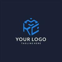 KC logo hexagon designs, best monogram initial logo with hexagonal shape design ideas vector