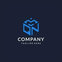 QN logo hexagon designs, best monogram initial logo with hexagonal shape design ideas vector
