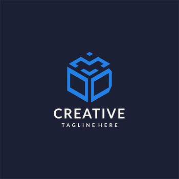 OD logo hexagon designs, best monogram initial logo with hexagonal shape design ideas vector