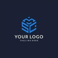 SC logo hexagon designs, best monogram initial logo with hexagonal shape design ideas vector