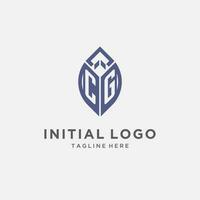 CG logo with leaf shape, clean and modern monogram initial logo design vector