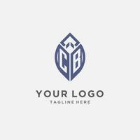 CB logo with leaf shape, clean and modern monogram initial logo design vector