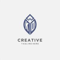 KD logo with leaf shape, clean and modern monogram initial logo design vector