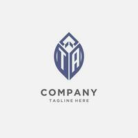 TA logo with leaf shape, clean and modern monogram initial logo design vector