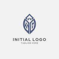 SG logo with leaf shape, clean and modern monogram initial logo design vector