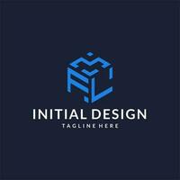 FL logo hexagon designs, best monogram initial logo with hexagonal shape design ideas vector