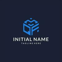 QF logo hexagon designs, best monogram initial logo with hexagonal shape design ideas vector