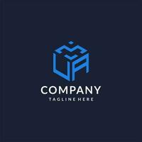 UA logo hexagon designs, best monogram initial logo with hexagonal shape design ideas vector