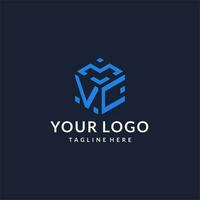 VC logo hexagon designs, best monogram initial logo with hexagonal shape design ideas vector