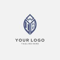 IB logo with leaf shape, clean and modern monogram initial logo design vector