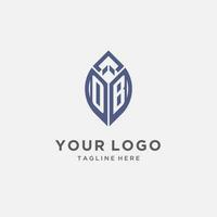 OB logo with leaf shape, clean and modern monogram initial logo design vector