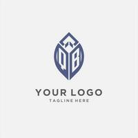QB logo with leaf shape, clean and modern monogram initial logo design vector