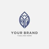SP logo with leaf shape, clean and modern monogram initial logo design vector