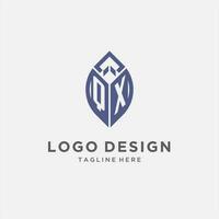 QX logo with leaf shape, clean and modern monogram initial logo design vector