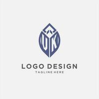 VK logo with leaf shape, clean and modern monogram initial logo design vector