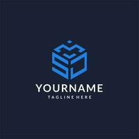 SJ logo hexagon designs, best monogram initial logo with hexagonal shape design ideas vector