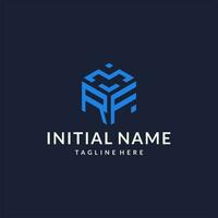RF logo hexagon designs, best monogram initial logo with hexagonal shape design ideas vector