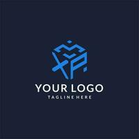 XP logo hexagon designs, best monogram initial logo with hexagonal shape design ideas vector