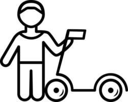 niño con un scooter icono vector ilustración