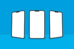 Realistic black Smartphone mockup collection isolated on background. Modern Mobile phone collection with copy space. technology vector illustration Free Vector
