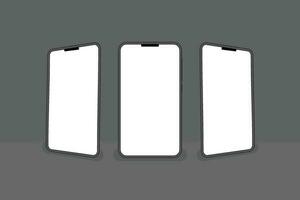Realistic black Smartphone mockup collection isolated on background. Modern Mobile phone collection with copy space. technology vector illustration Free Vector