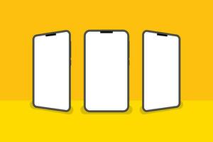 Realistic black Smartphone mockup collection isolated on background. modern mobile phone collection with copy space. technology vector illustration. Free Vector