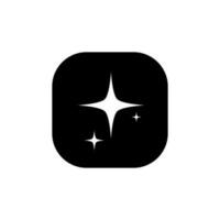 Clean, star sparkles icon vector isolated on square background