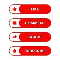 Like, comment, share, and subscribe icon vector. Channel subscription button vector