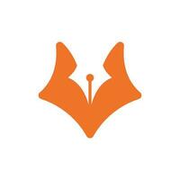 Animal fox head pen creative logo vector