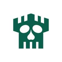Human skull head castle creative logo design vector