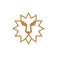 Lion head animal star line modern logo design vector