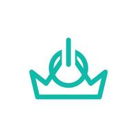 Crown power button line modern logo vector