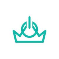 Crown power button line modern logo vector