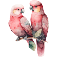 perroquet couple aquarelle clipart ai génératif png