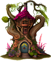 Wurzel Baum Haus Aquarell Clip Art ai generativ png