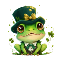 mignonne grenouille st patricks journée ai génératif png