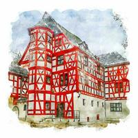 Bad Camberg Germany Watercolor sketch hand drawn illustration vector