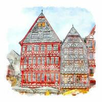 arquitectura alemania acuarela boceto dibujado a mano ilustración vector