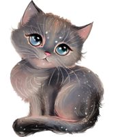 linda gris gatito acuarela clipart ai generativo png