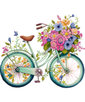 bloem fiets waterverf clip art ai generatief png