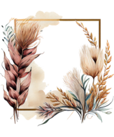 Pampas Grass Rectangle Frame Watercolor png