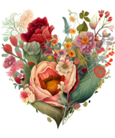 Rose cuore acquerello clipart ai generativo png