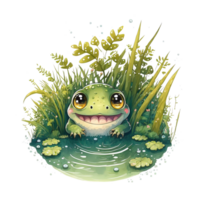 süß Frosch Aquarell ai generativ png