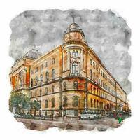 Budapest Hungary Watercolor sketch hand drawn illustration vector