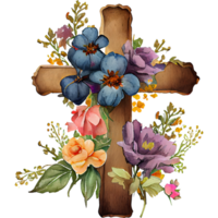 Kreuz Blumen Aquarell Clip Art ai generativ png