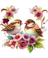 moineau oiseau couple clipart ai génératif png