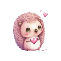 Cute Hedgehog Watercolor Valentine png