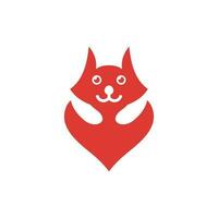 Cute cat animal love modern logo design vector