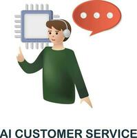 Ai Customer Service icon. 3d illustration from data science collection. Creative Ai Customer Service 3d icon for web design, templates, infographics and more vector